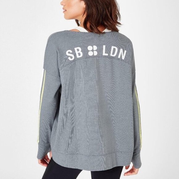 Sweaty Betty Simhasana Grey Slogan Sweatshirt Workout Top, Size Medium - Picture 1 of 13